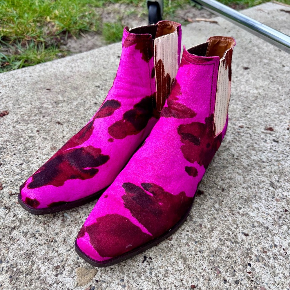 Zara pony hair ankle cowgirl boots custom colored women size 38
